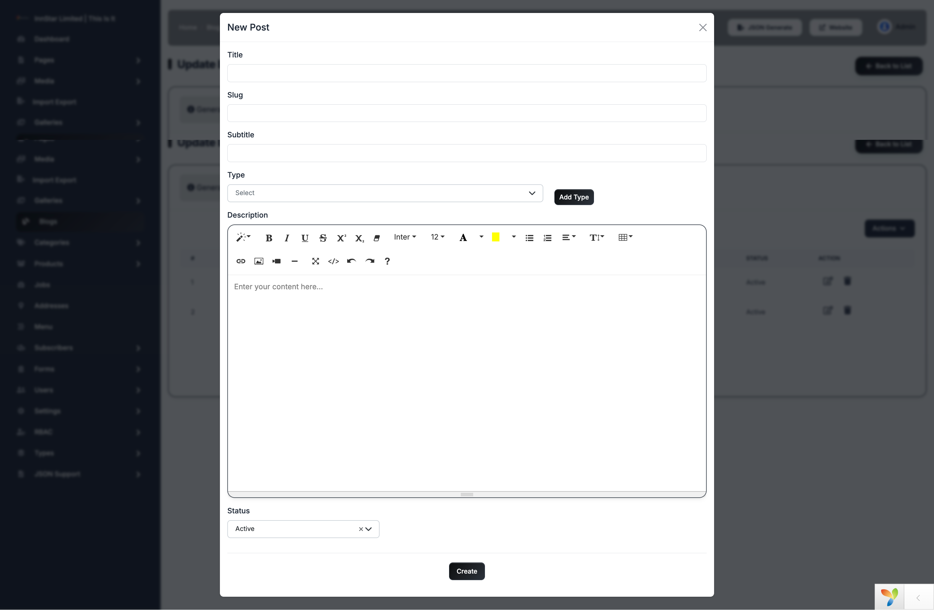 Create Blog Step 1