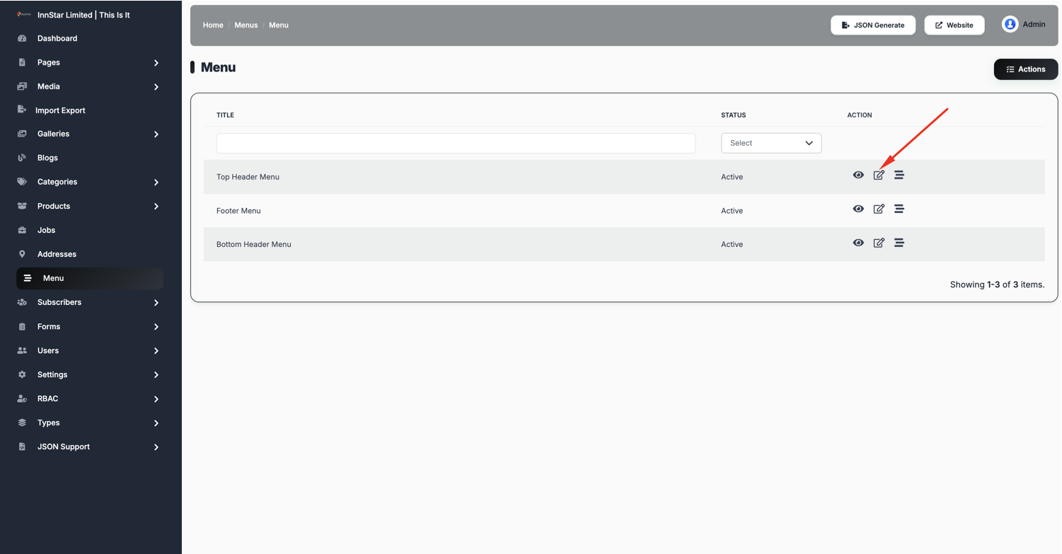 Update Menu Layout