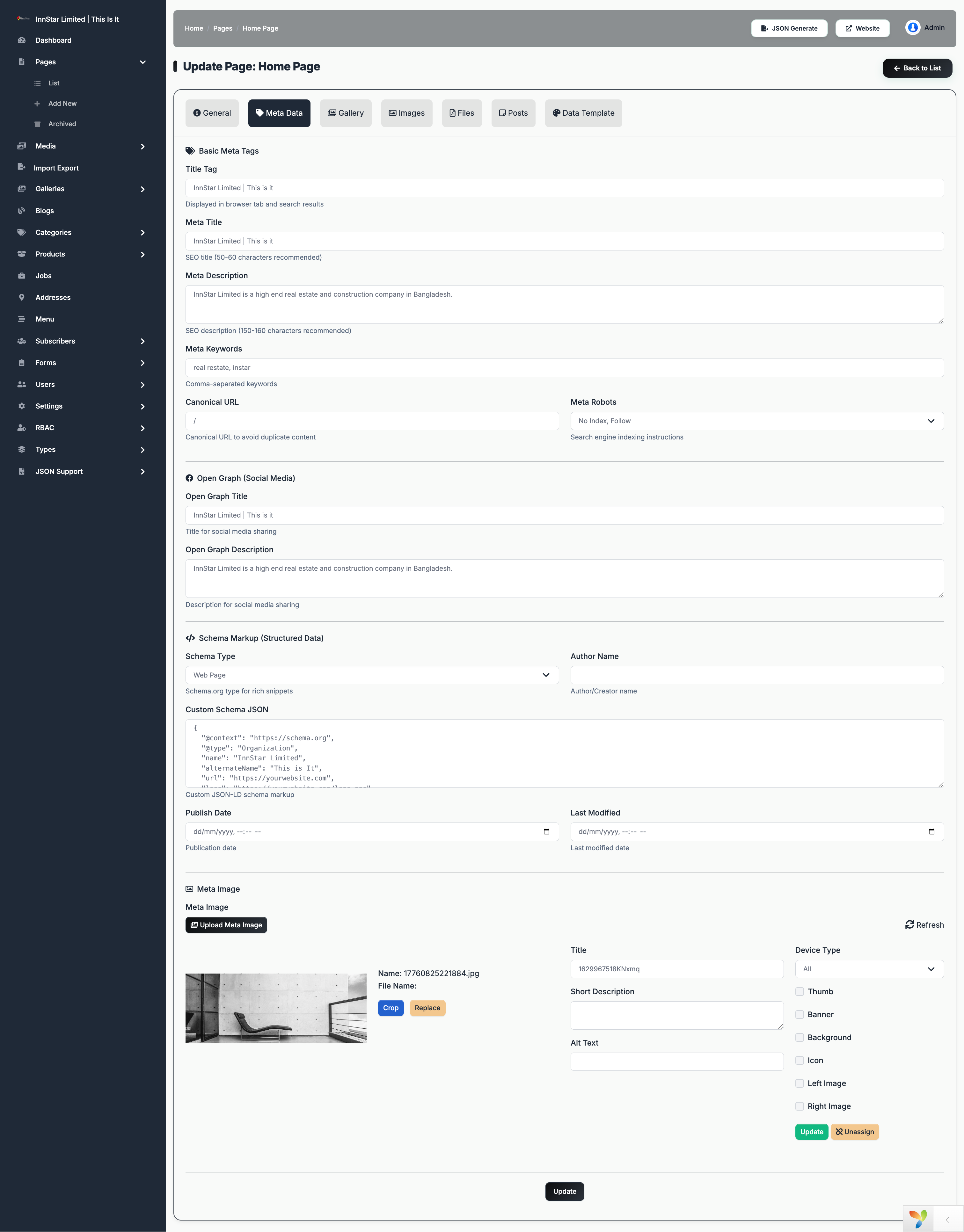 Page Meta Data