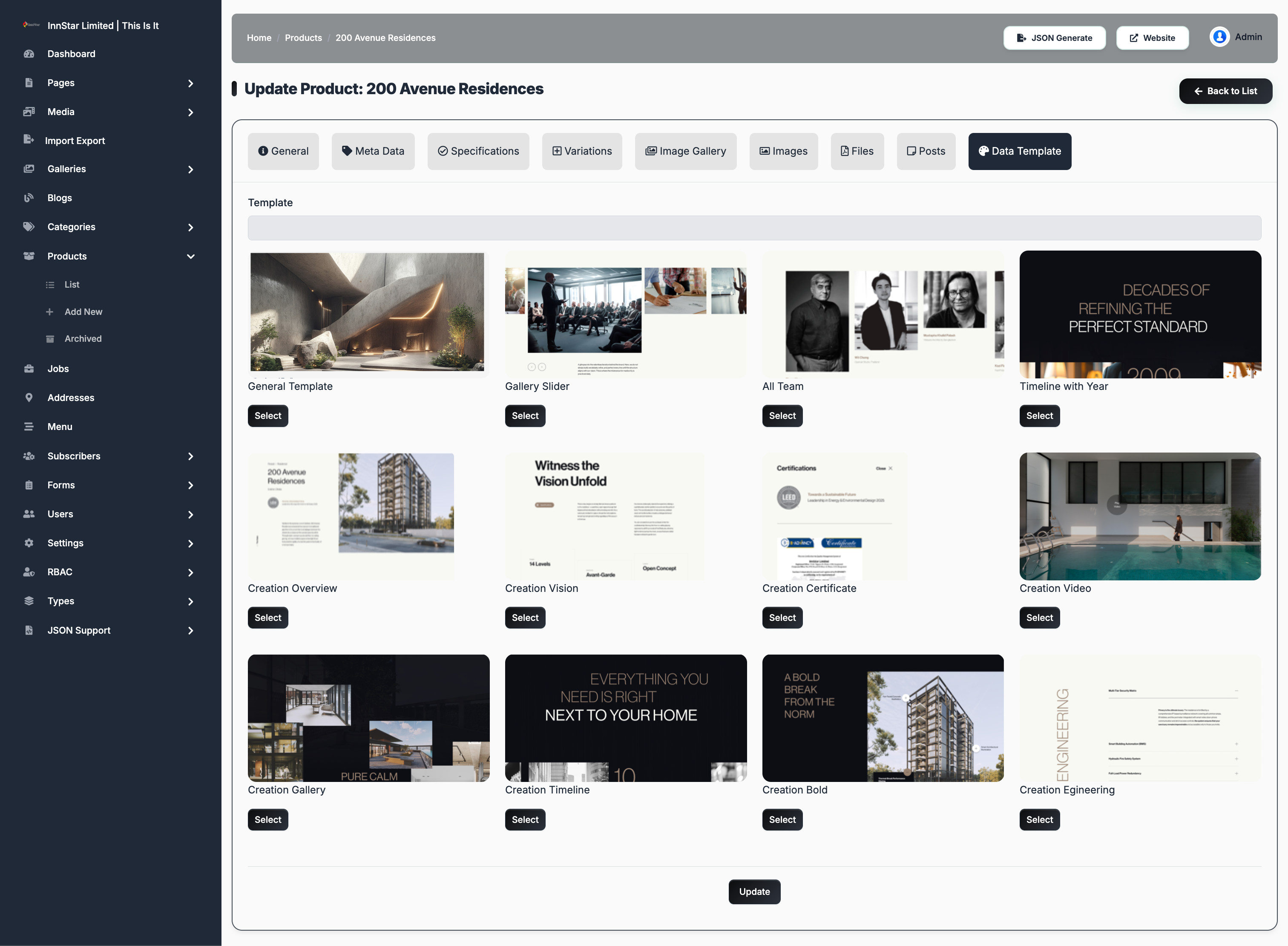 Product Templates