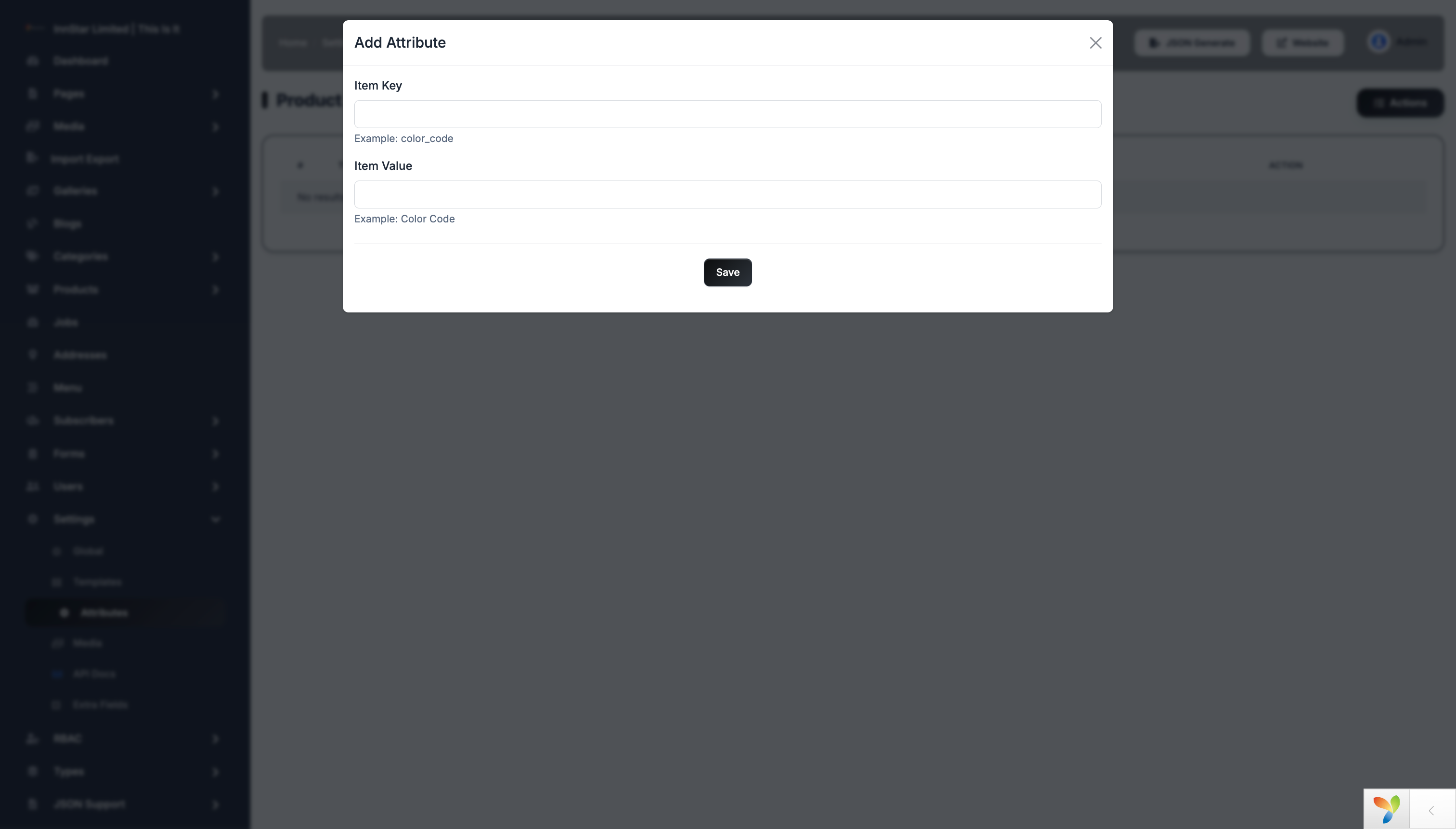 Create Attribute Step 1