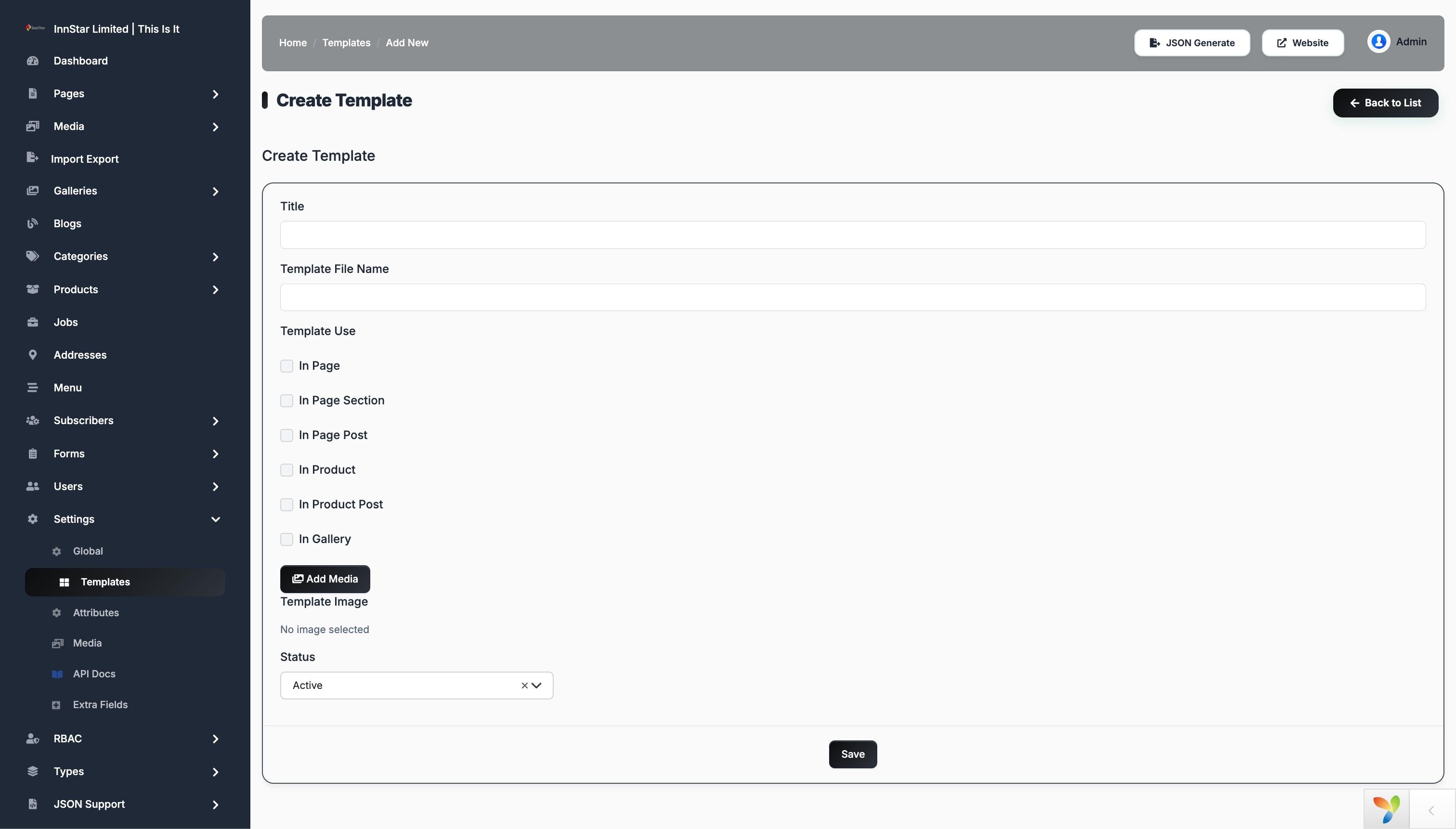 Template Creation Step 2