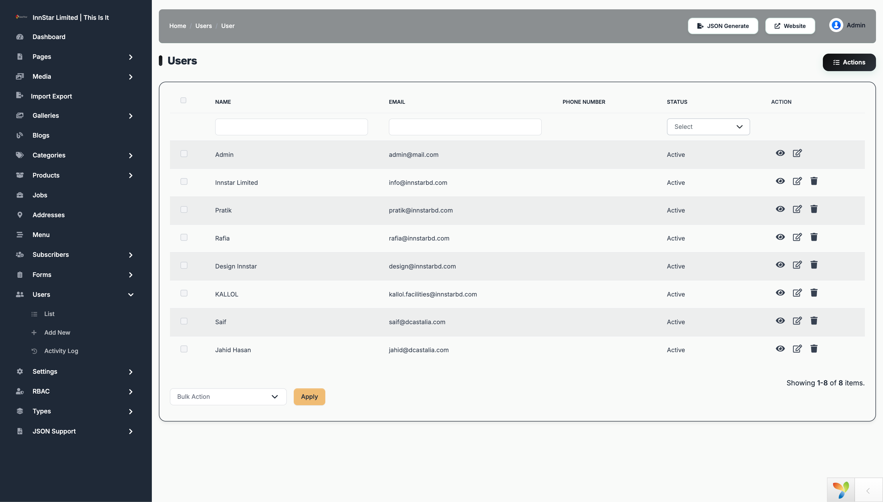 User List