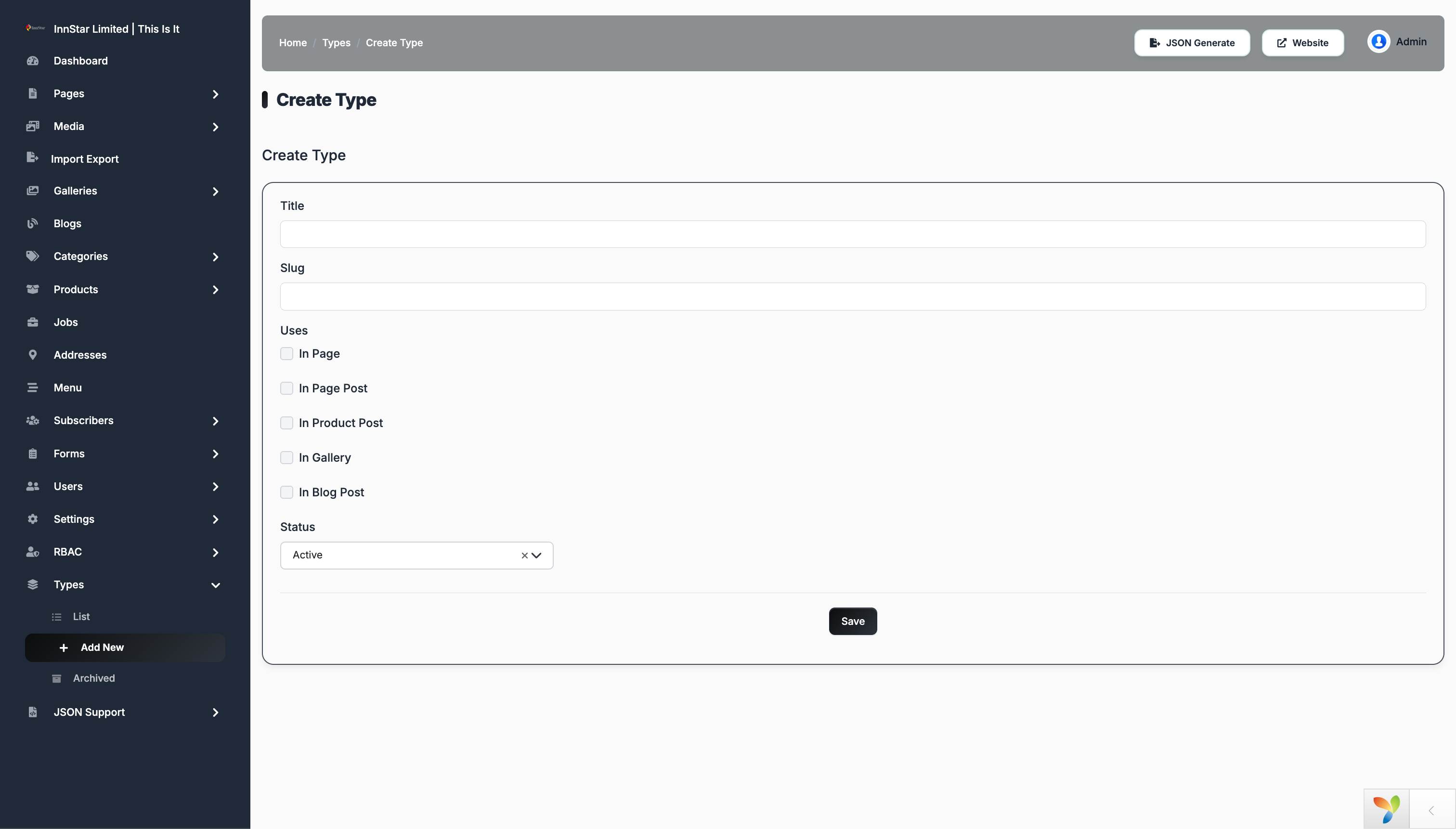 Create Type Step 2